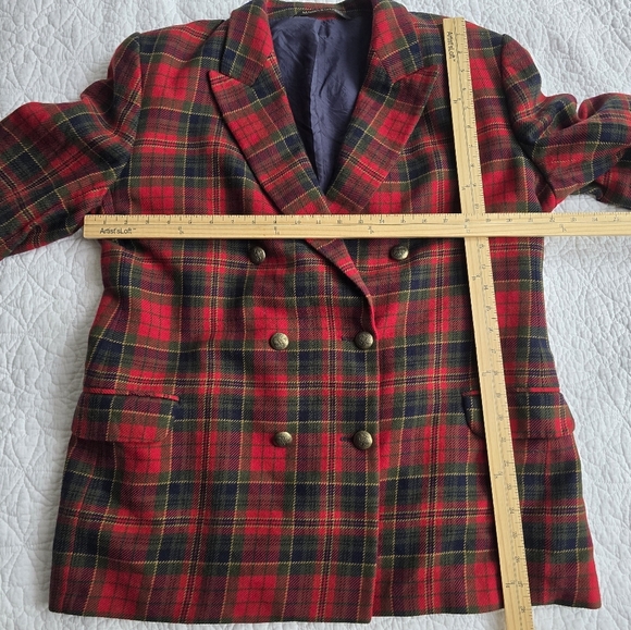 Vintage Tartan Scottish Plaid Double Breasted Blazer Preppy Academia Wool Blazer - Picture 15 of 16